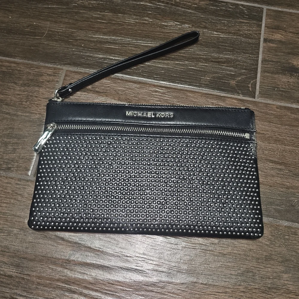 Michael Kors Black Studded Wristlet - Picture 1 of 5